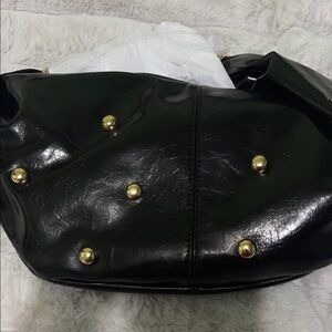 Studded Black faux Leather Handbag